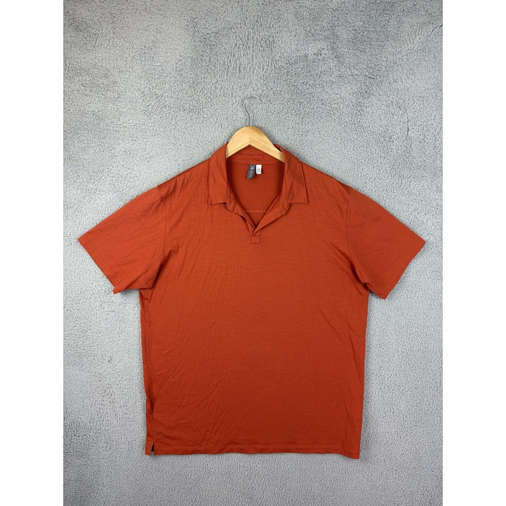 Ibex Polo Shirt Mens Large Orange Merino Wool Lightweight USA Casual Summer Men